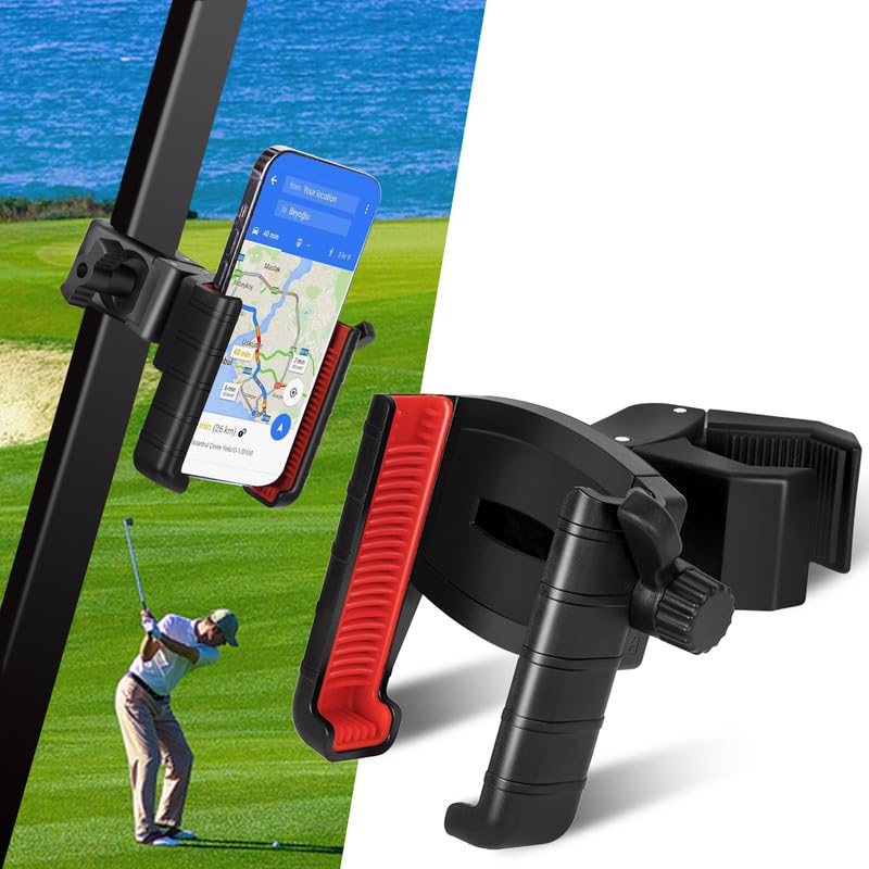 DEGUM Upgraded Golf Cart Phone Mount Holder Compatible with EZGO/Club Car/Yamaha, [Big Phones & Thick Cases Friendly] Universal Phone Holder Compatible with iPhone/Galaxy/Google Pixel, All Smartphones - Image 1